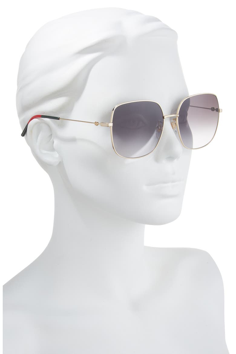 59mm Square Sunglasses, Alternate, color, GOLD GOLD GREY