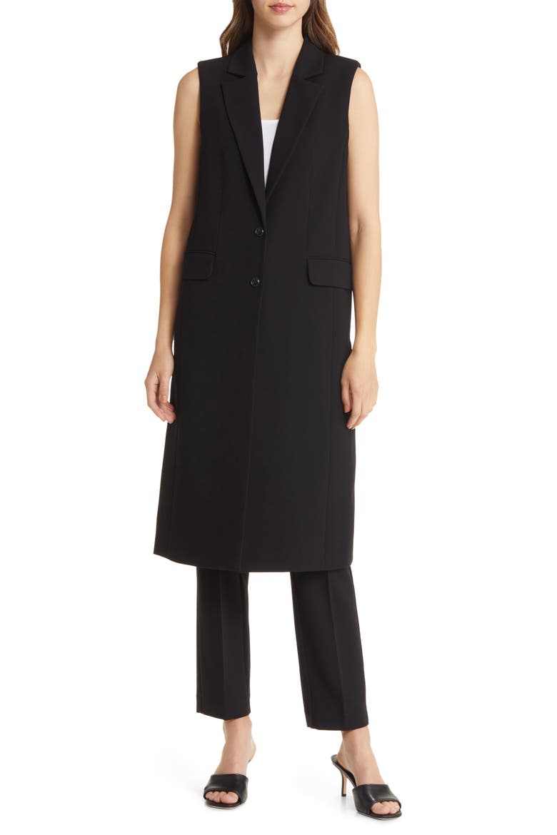 Two-Button Longline Vest, Alternate, color, BLACK