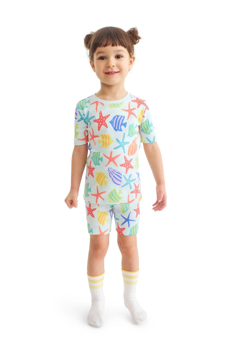 Primary Kids Organic Pj Short In Seasonal Prints, Alternate, color, Saltwater Under The Sea