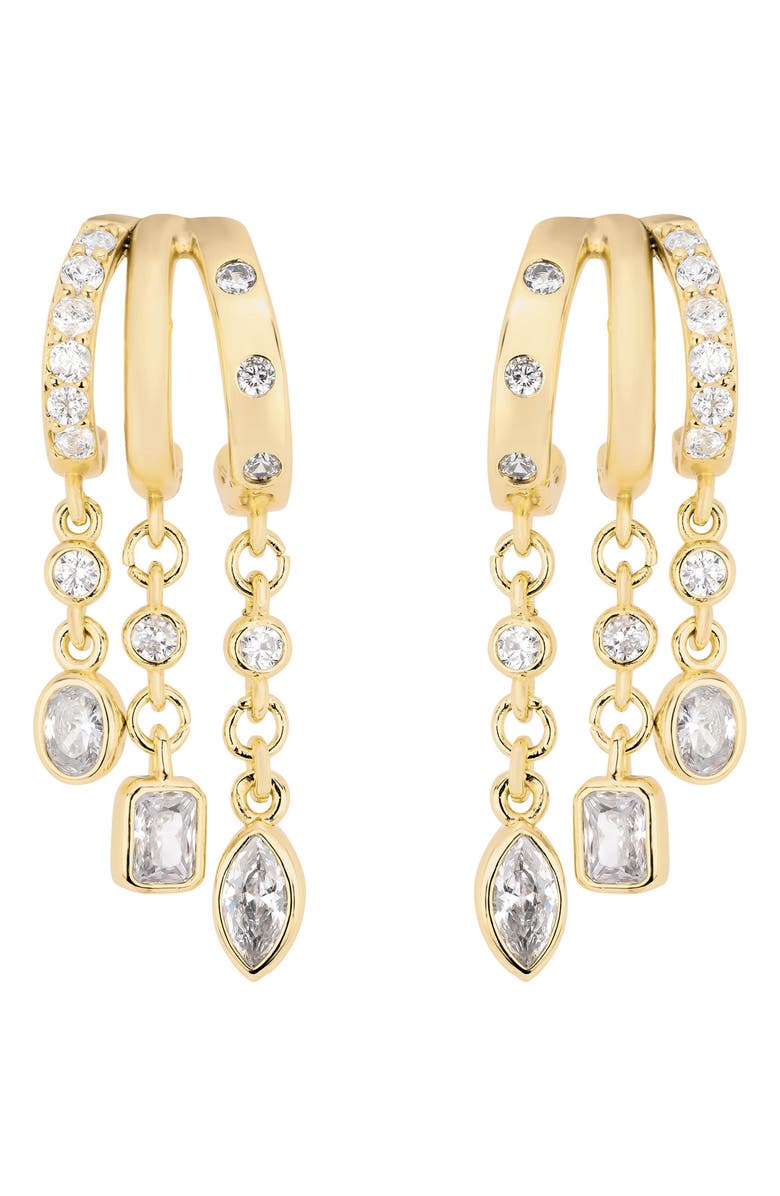 ATHRA LUXE Modern Muse CZ Charm Hoop Earrings, Main, color, Gold