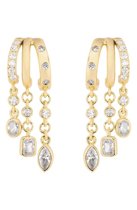 The Trio Chain Huggie Hoop Earrings