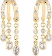 ATHRA LUXE Modern Muse CZ Charm Hoop Earrings