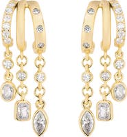 ATHRA LUXE Modern Muse CZ Charm Hoop Earrings