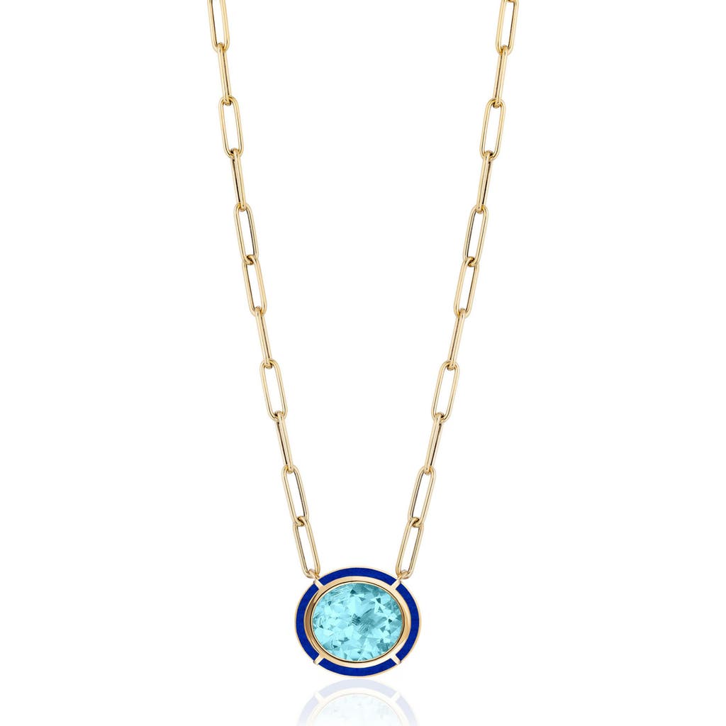 Goshwara Melange Blue Topaz Pendant Necklace In Gold