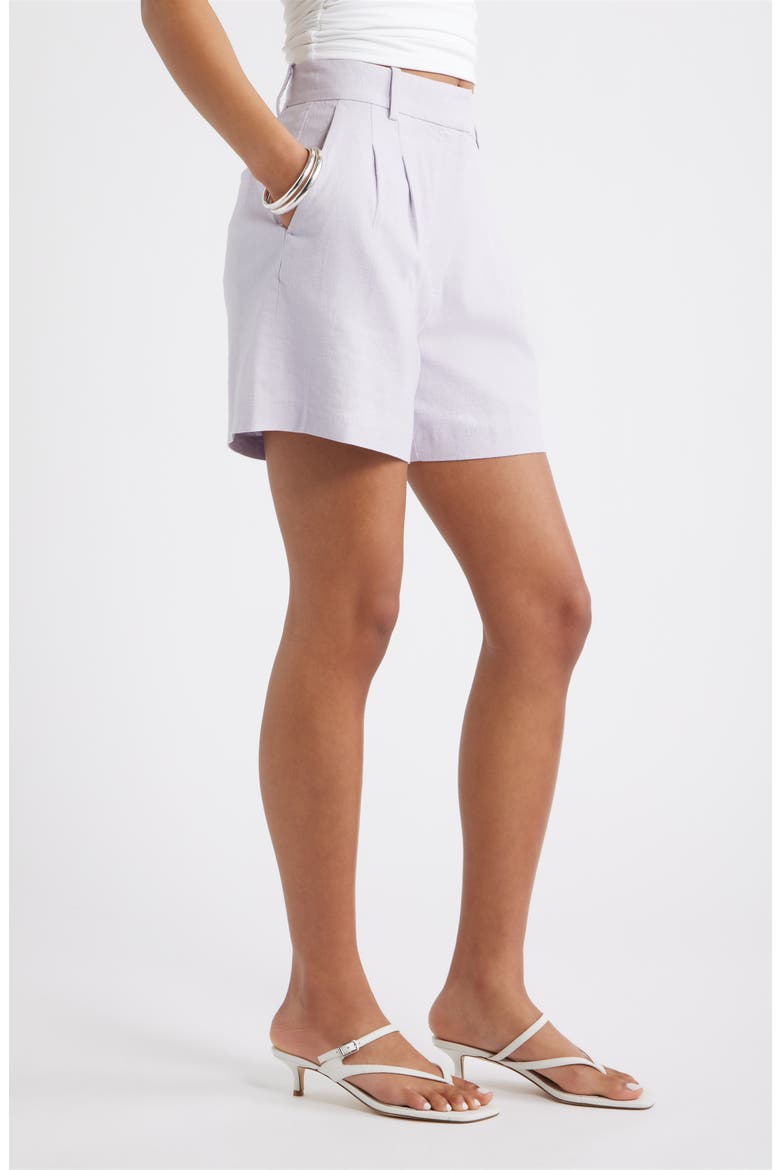 Everyday Pleated Linen Blend Shorts, Alternate, color, PURPLE EVENING