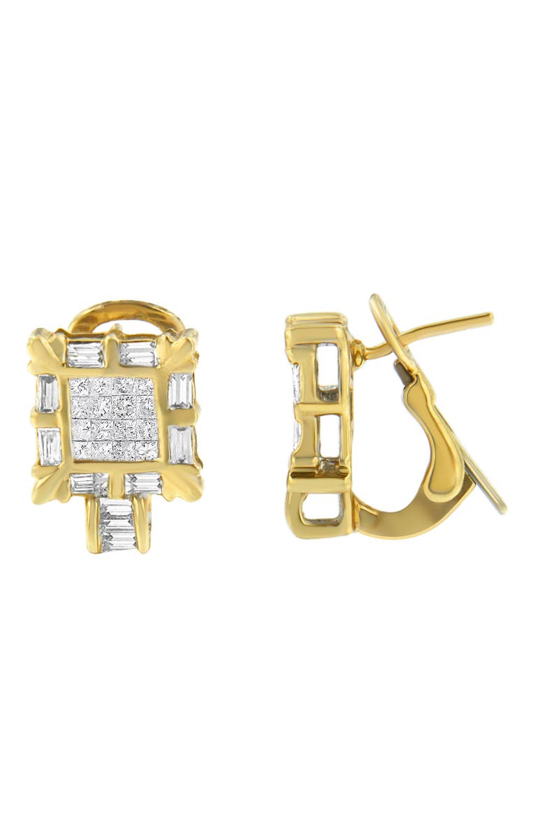 Haus of Brilliance 14K Yellow Gold 7/8 Cttw Diamond Huggie Hoop Omega Earrings, Alternate, color, Yellow