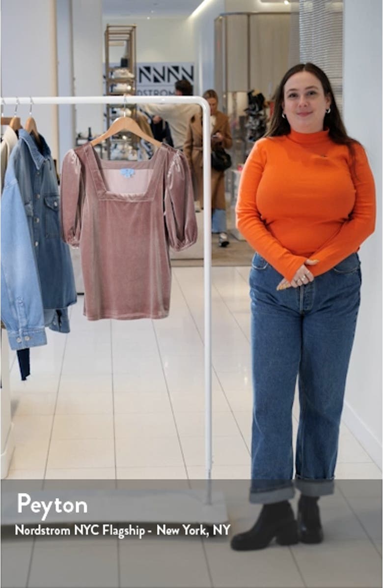 Square Neck Stretch Velvet Top, sales video thumbnail