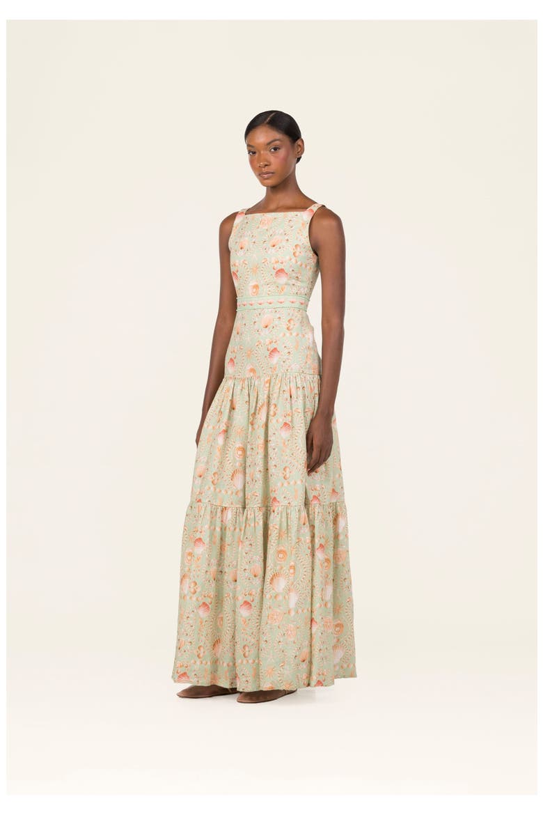 Abeja Playa Maxi Linen Dress, Alternate, color, Green