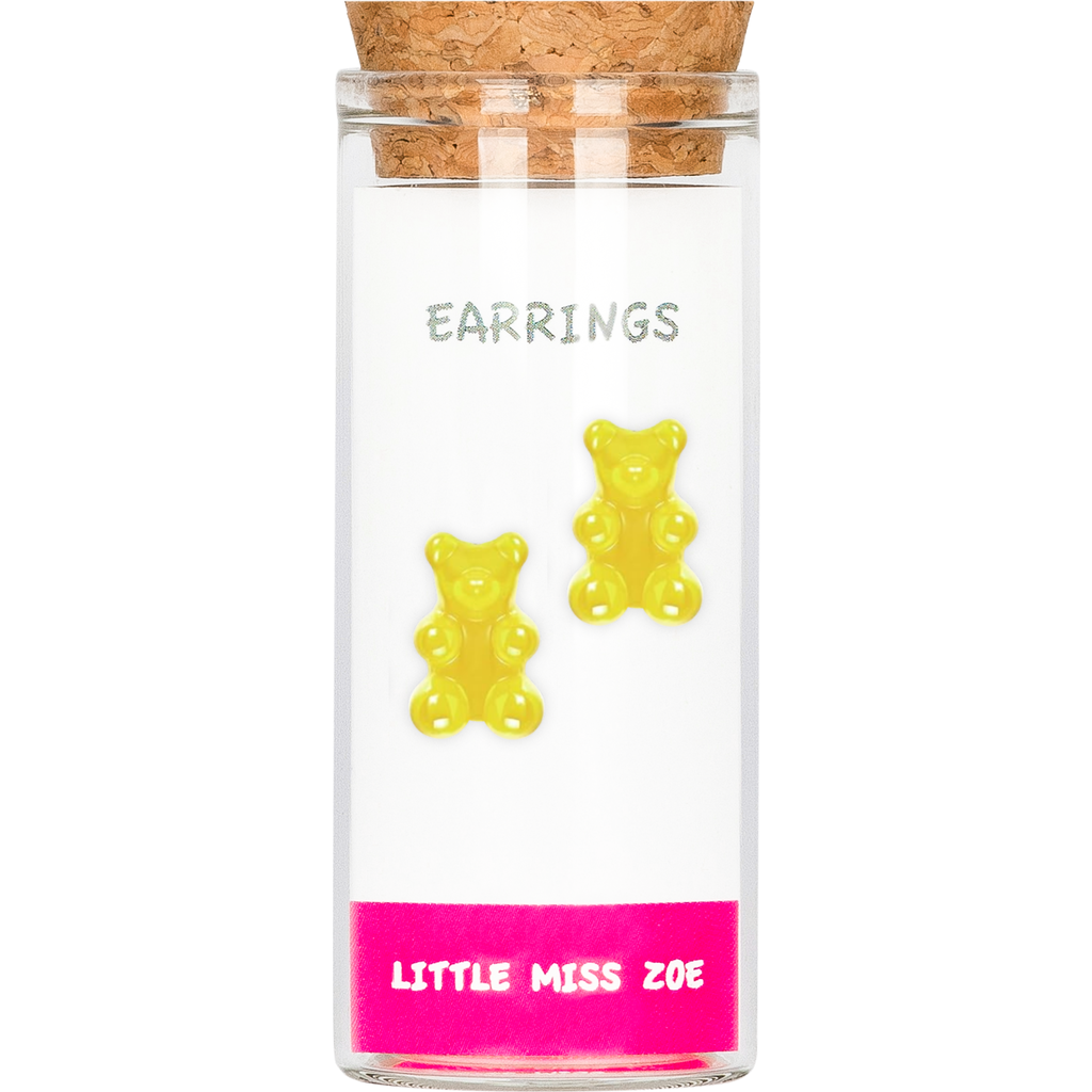 Little Miss Zoe Yummy Bear Stud Earrings In Gold