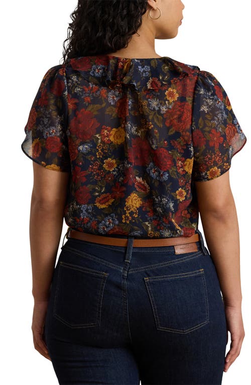 Ralph Lauren Lauren  Floral Ruffle Top In Multi
