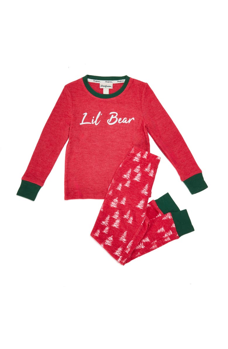 DEARFOAMS 2 Piece Lil Bear Holiday Pajama Set, Alternate, color, Red