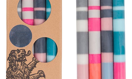 BRITISH COLOUR STANDARD BRITISH COLOUR STANDARD ASSORTED 4-PACK STRIPE DINNER CANDLES