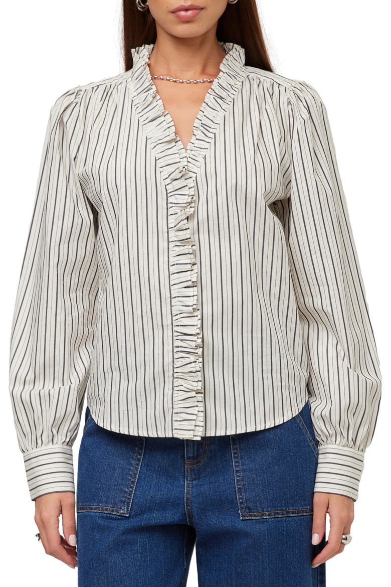 Lizzy Ruffle Stripe Shirt, Main, color, CNA