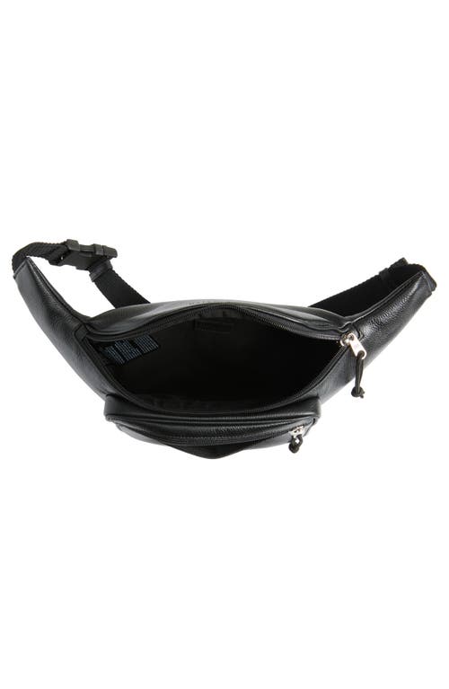 Balenciaga Explorer Tape Logo Leather Belt Bag In 1004 Washed Black