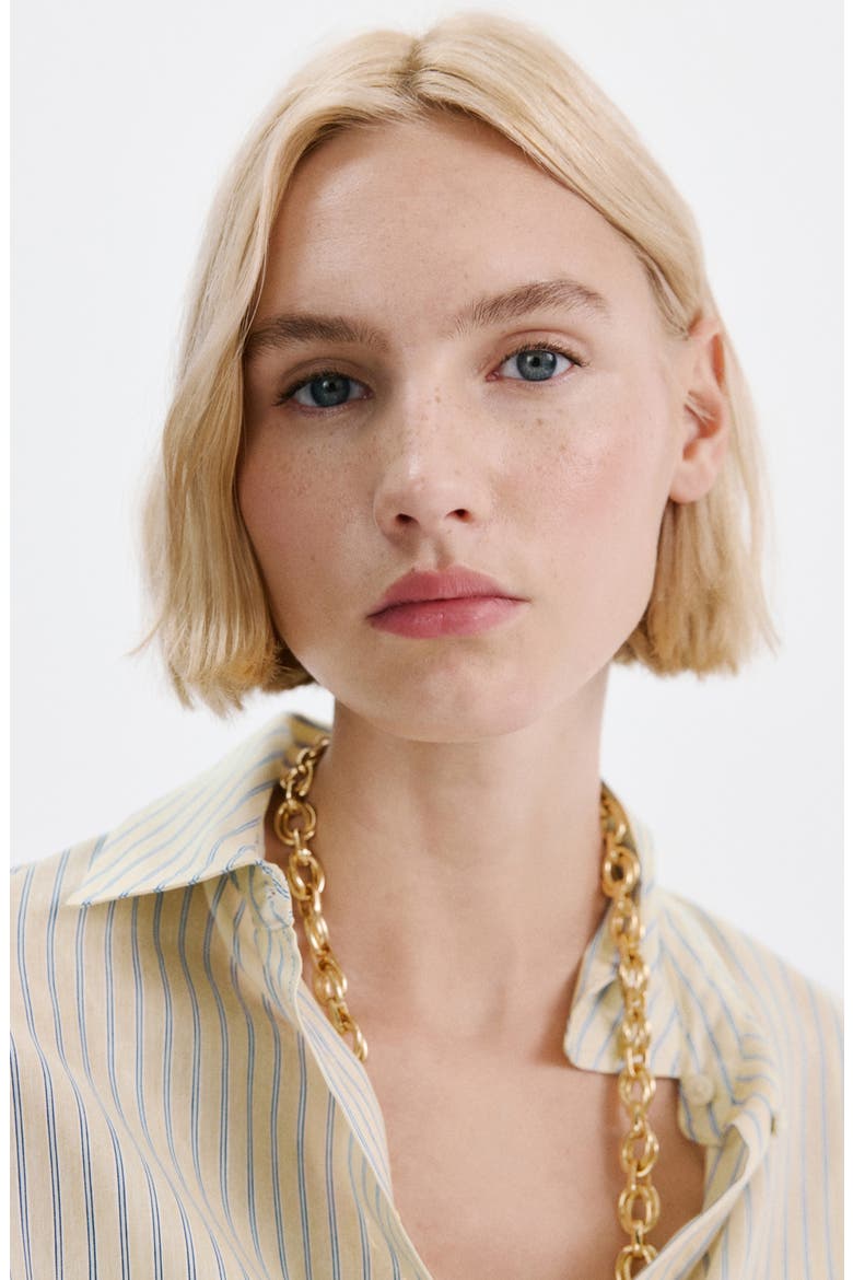 Stripe Oversize Button-Up Shirt, Alternate, color, PASTEL YELLOW