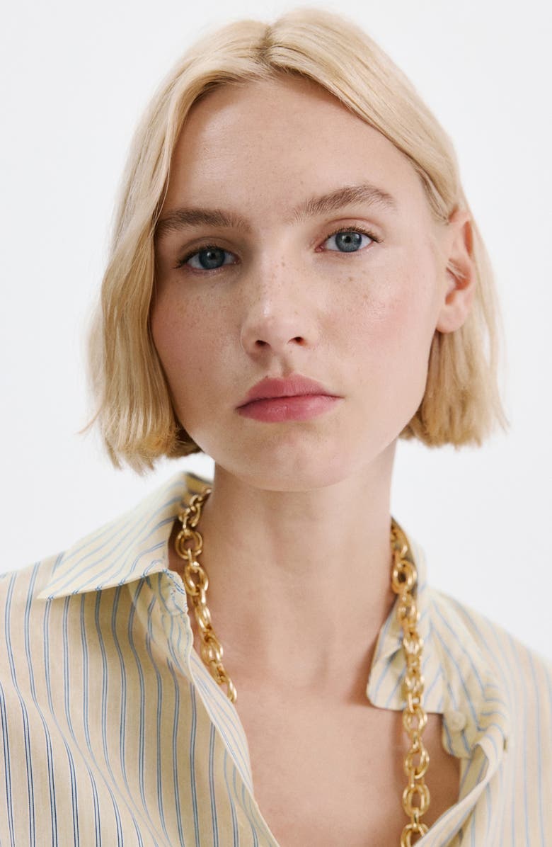 MANGO Stripe Oversize Button-Up Shirt, Alternate, color, 