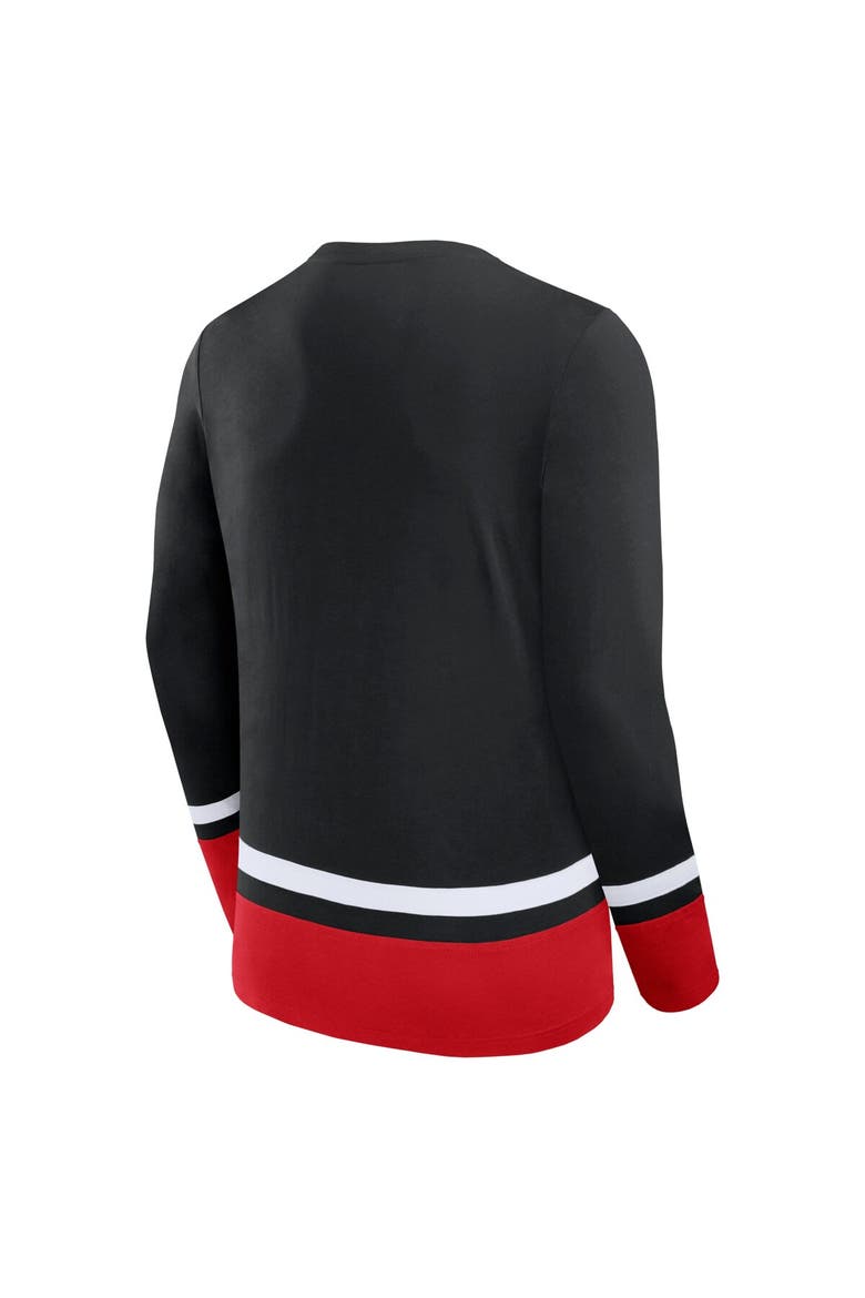 Men's Fanatics Branded Black Carolina Hurricanes Back Pass Lace-Up Long Sleeve T-Shirt, Alternate, color, Black