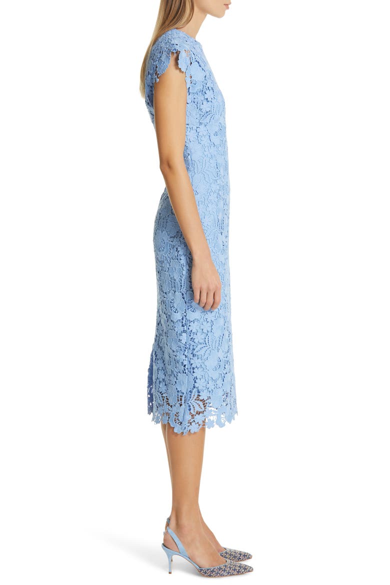 Fitted Floral Guipure Lace Dress, Alternate, color, SKY