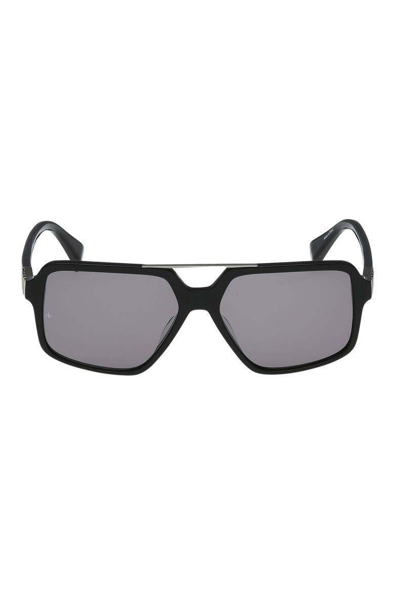 56mm Navigator Sunglasses, Main, color, SHINY BLACK / SMOKE LENSES