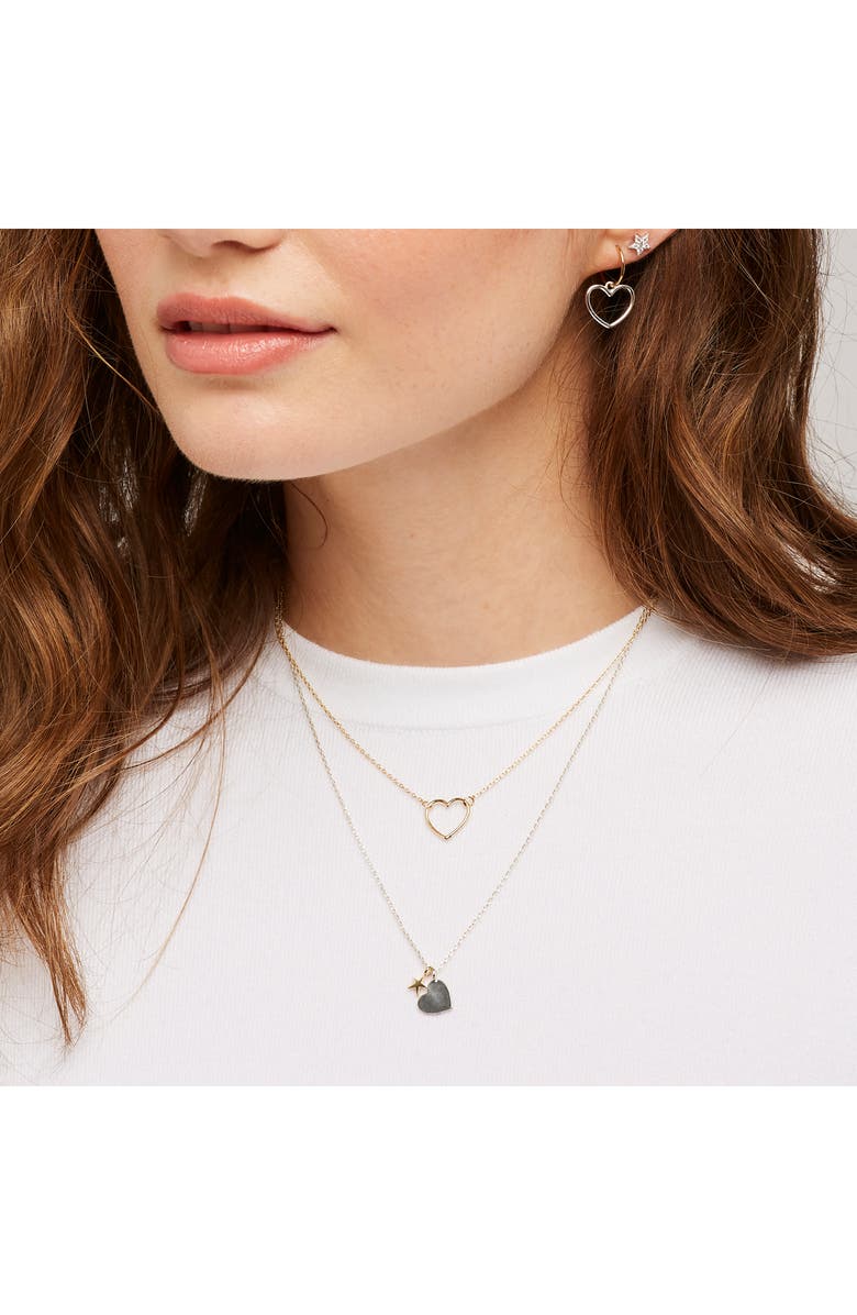 Estella Bartlett Smile Dream Love Open Heart Necklace, Alternate, color, Gold