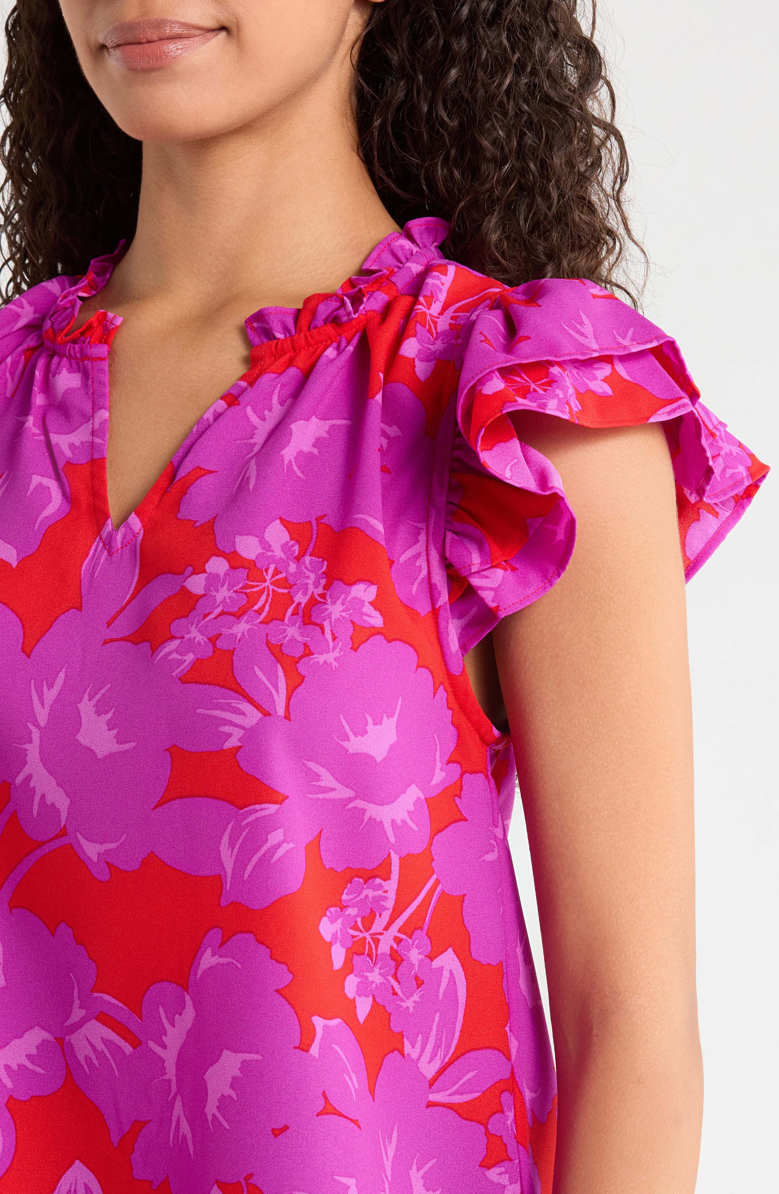 SUGARLIPS Bellissima Floral Print Ruffle Sleeve Top (Women) | Nordstrom