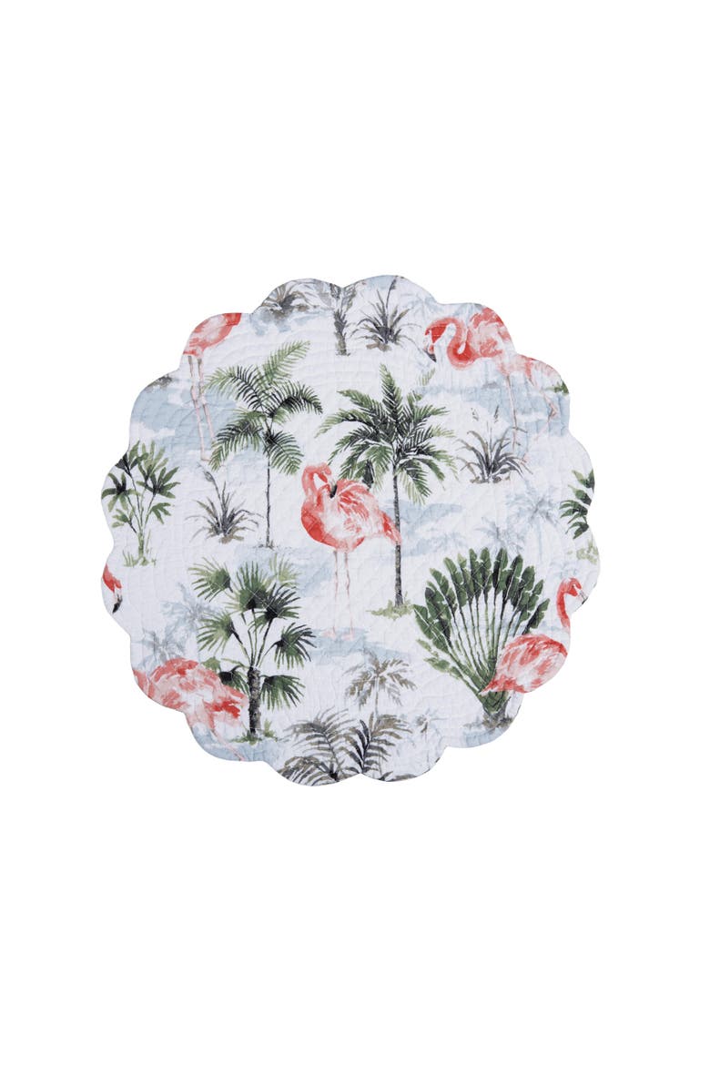 Flamingo Breeze Round Set of 6 Placemats  17", Alternate, color, Blue