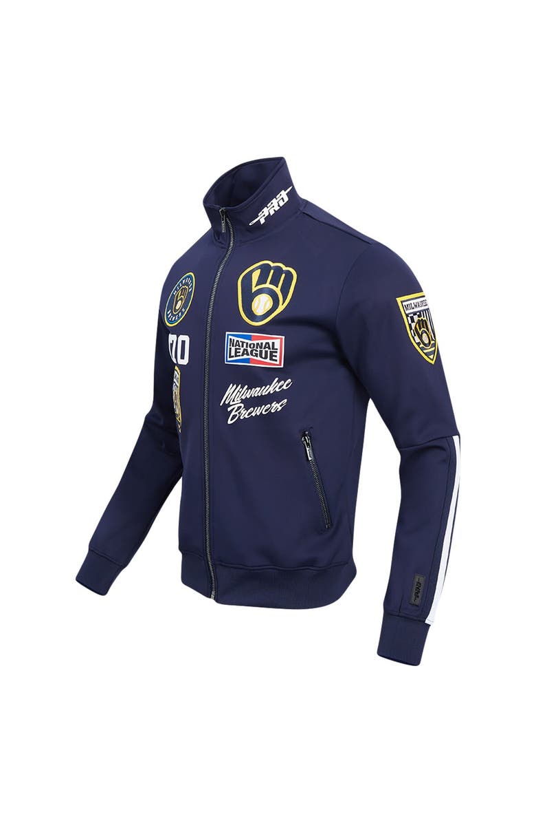 PRO STANDARD Men's Pro Standard Navy Milwaukee Brewers Fast Lane Full-Zip Track Jacket, Alternate, color,
