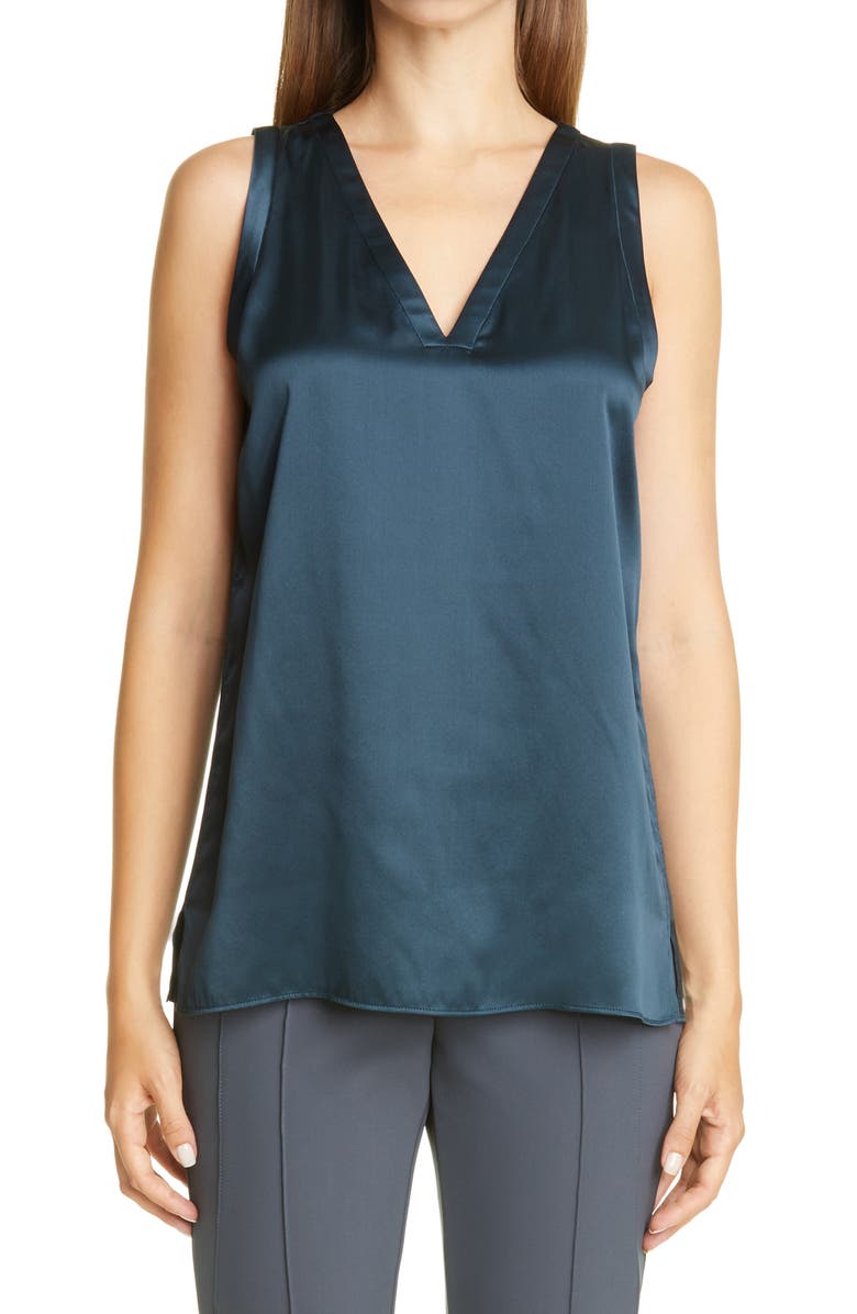 Lafayette 148 New York Gretchen Reversible Silk Charmeuse Blouse, Main, color,