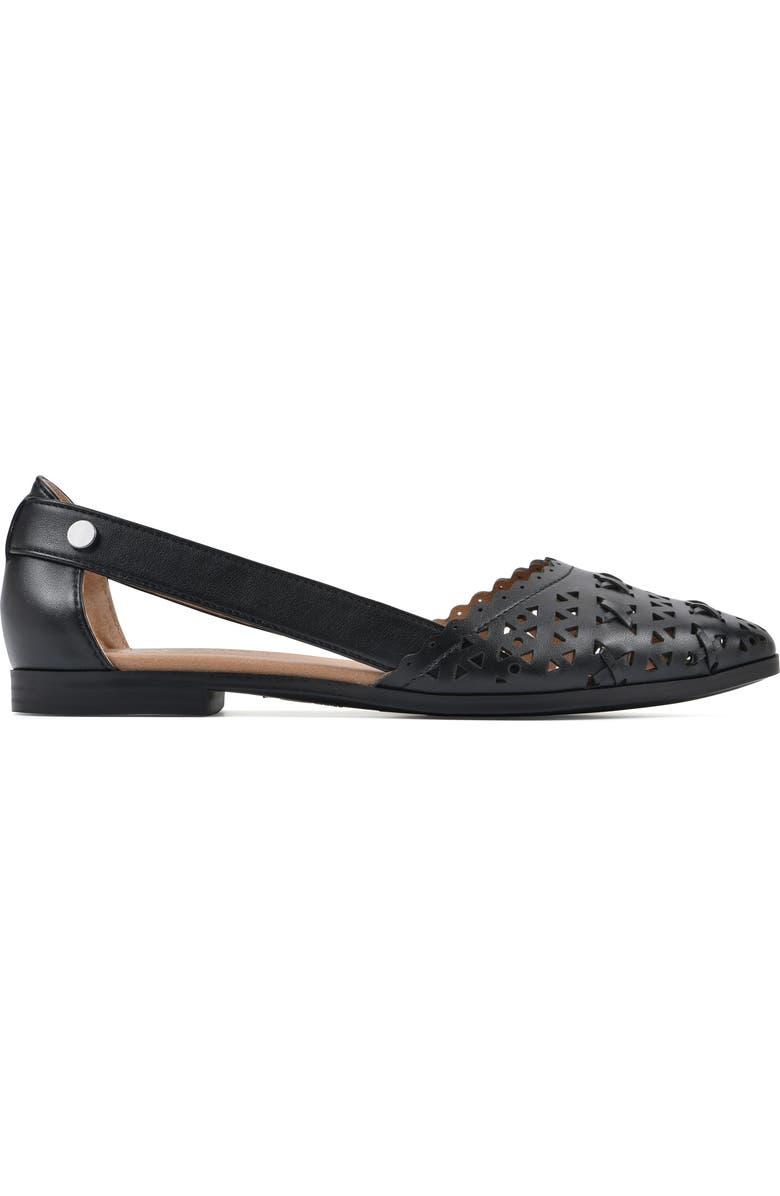 White Mountain Footwear Nobler Laser Cut Sandal, Alternate, color, Black/ Smooth