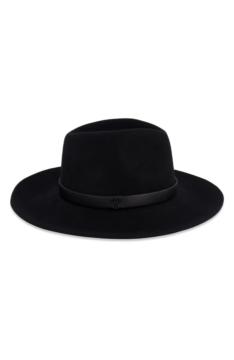 AllSaints Rivet Logo Fedora, Alternate, color, Matte Black