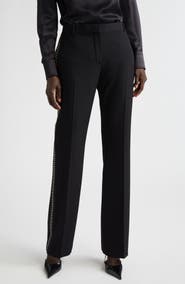 Versace Studded Wool Grain de Poudre Bootcut Pants