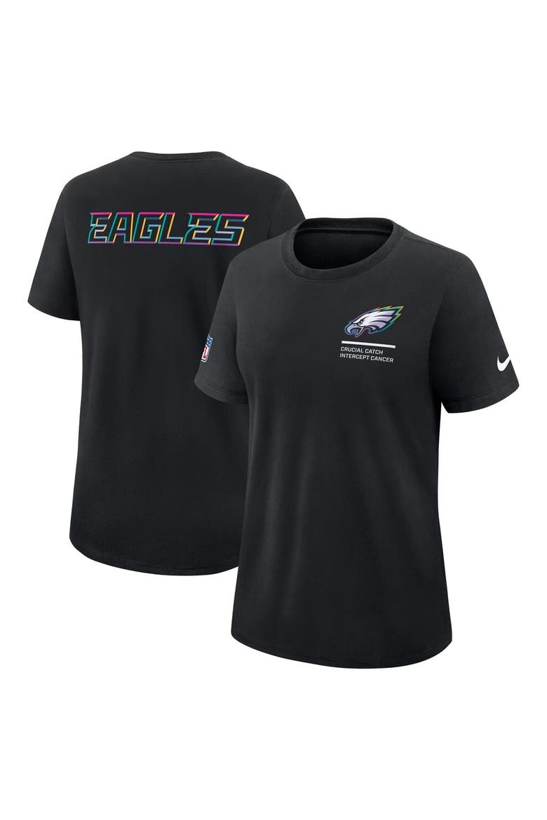 Women's Nike Black Philadelphia Eagles 2025 NFL Crucial Catch Tri-Blend Dri-FIT T-Shirt, Alternate, color, Black