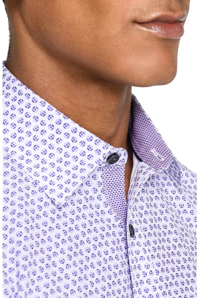Slim Fit Gem Geo Performance Long Sleeve Shirt, Alternate, color, WHITE/PURPLE