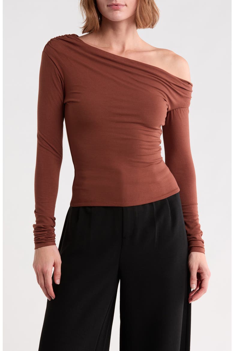 Bria One-Shoulder Jersey Top, Main, color, CAPPUCCINO