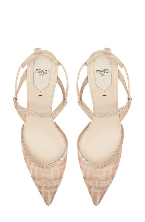 Fendi Lite Slingback With Pointed Toe And Mesh Panels In Rose/almond