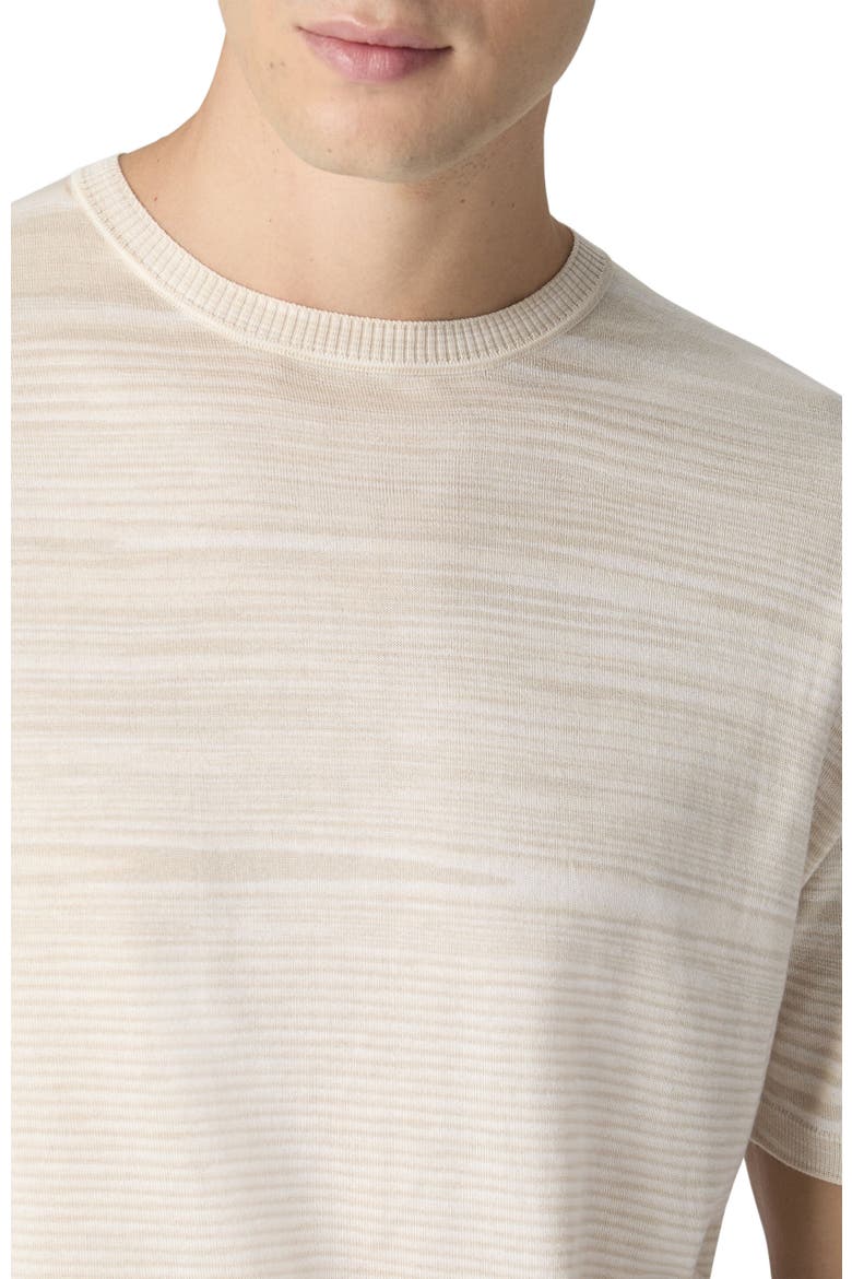 Space-dye Mercerized Crew-neck Cotton T-shirt, Alternate, color, Beige& White