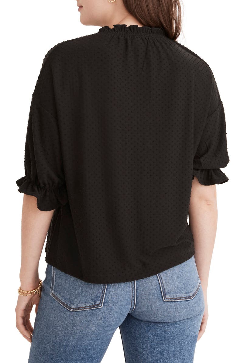 Madewell Texture & Thread Clip Dot Ruffle Top, Alternate, color,