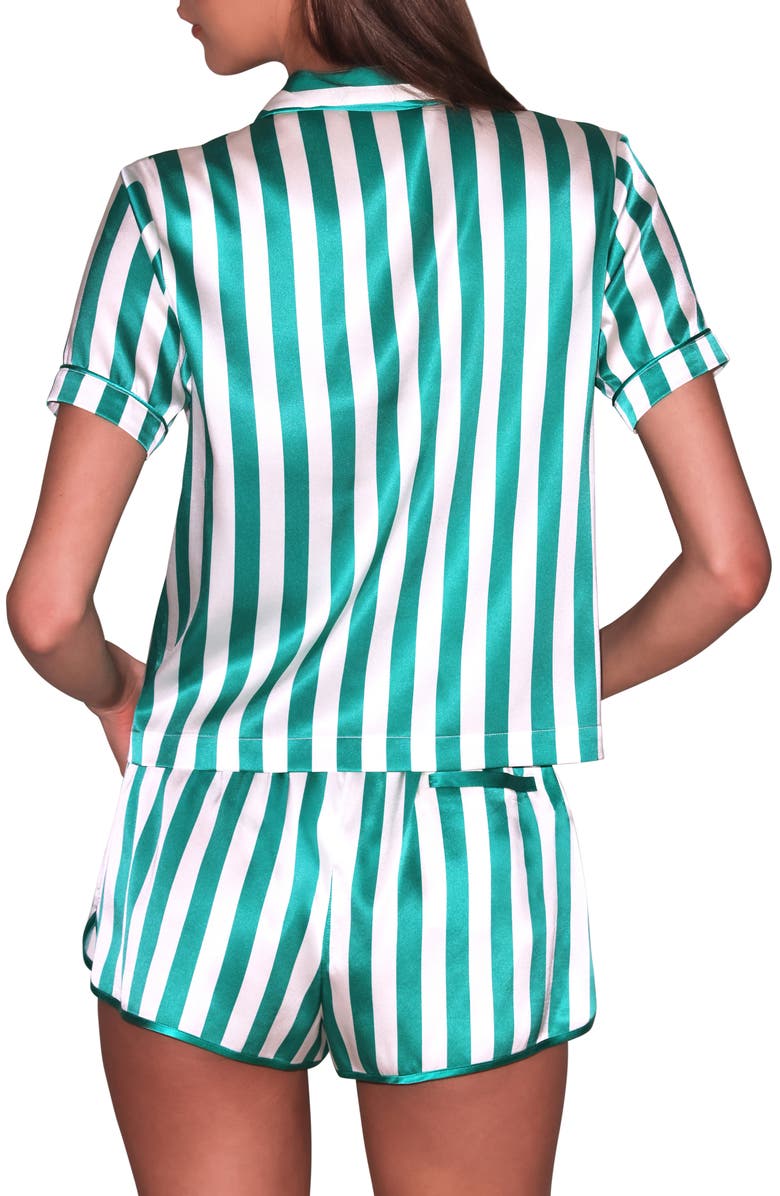 Fleur Du Mal Riviera Stripe Satin Pajama Top, Alternate, color, Riviera Stripe