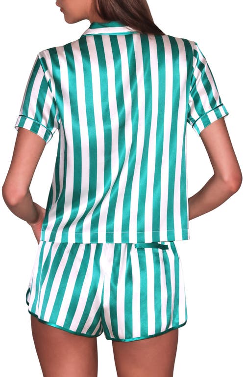 Fleur Du Mal Riviera Stripe Satin Pajama Top In Blue