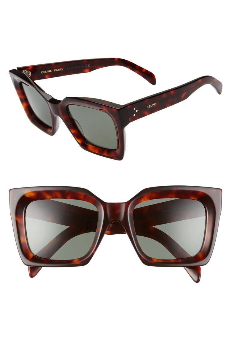 51mm Square Sunglasses, Main, color, DARK HAVANA/ GREEN