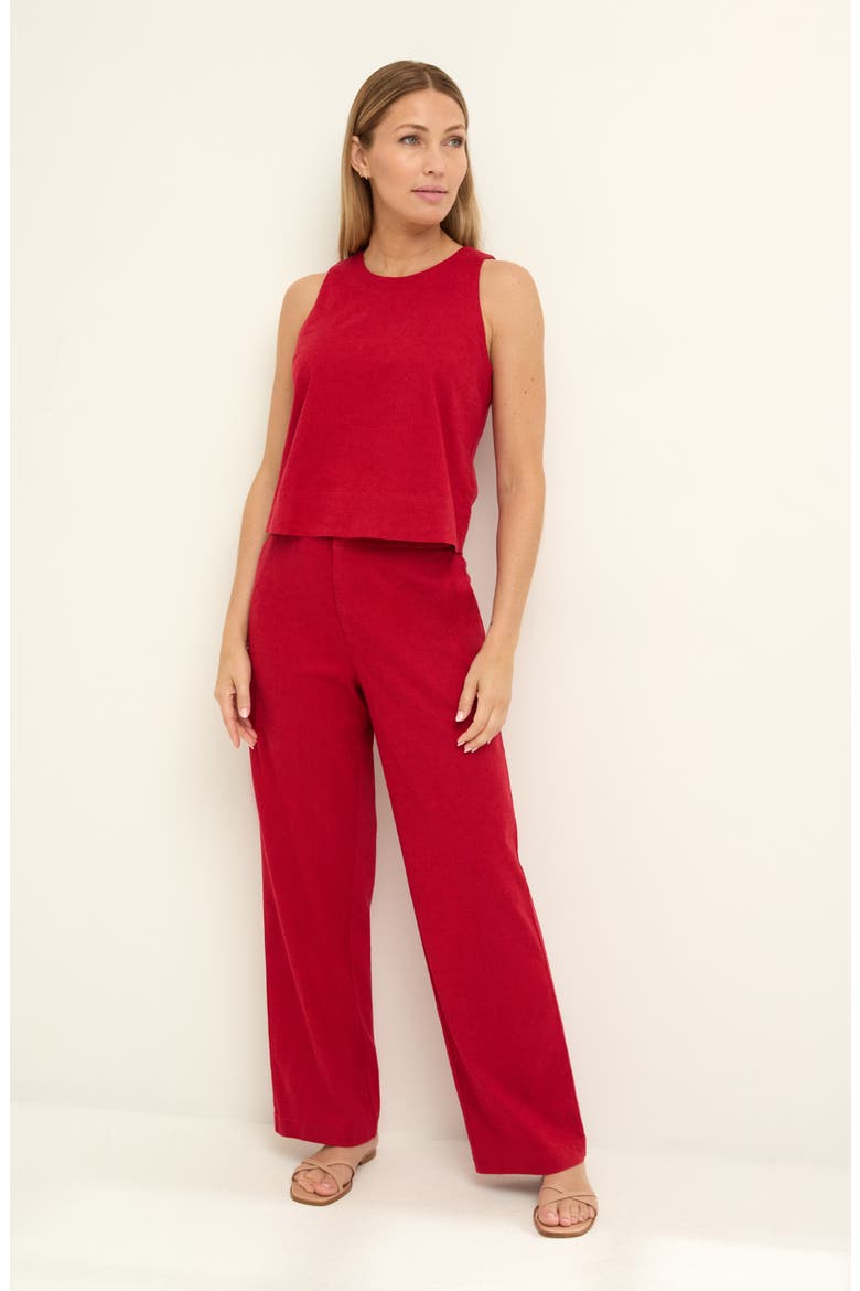 Linen Blend Tank, Alternate, color, RED