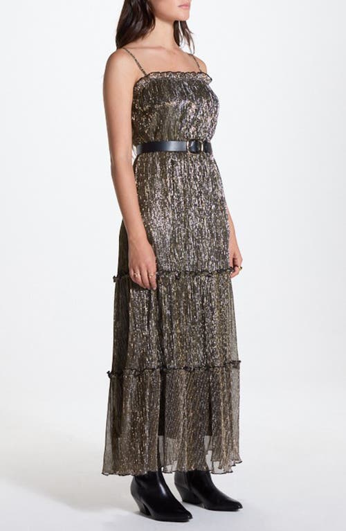 Wishlist Metallic Tiered Maxi Dress In Black