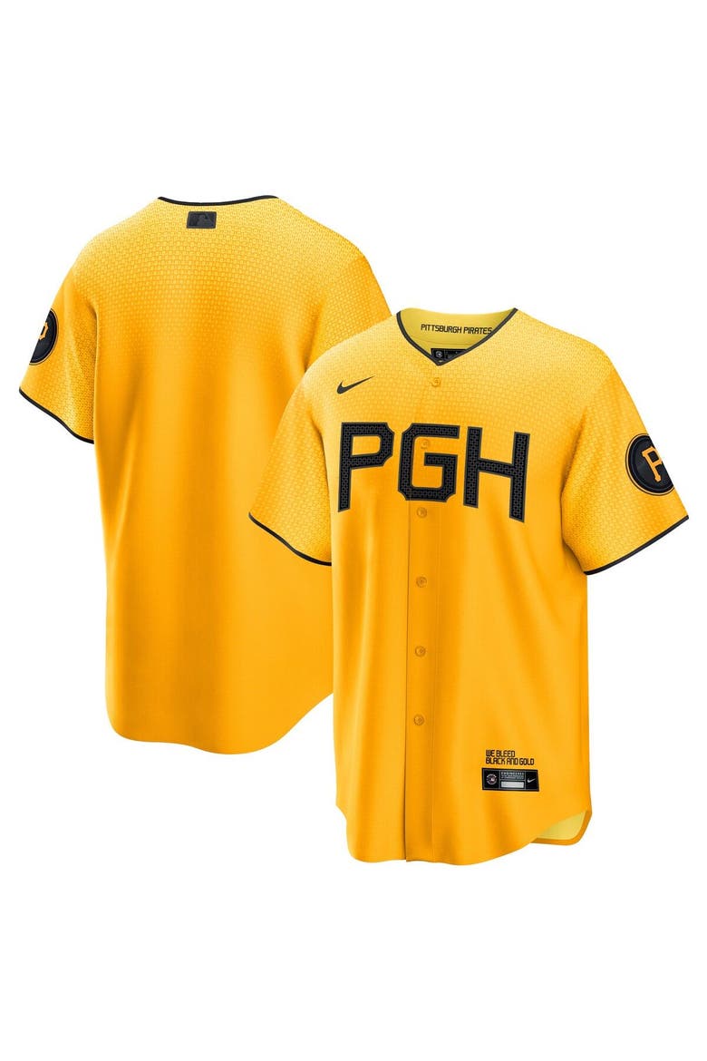 Men's Nike  Gold Pittsburgh Pirates City Connect Replica Jersey, Main, color, Gold