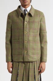 Thom Browne Armband Plaid Wool Utility Jacket
