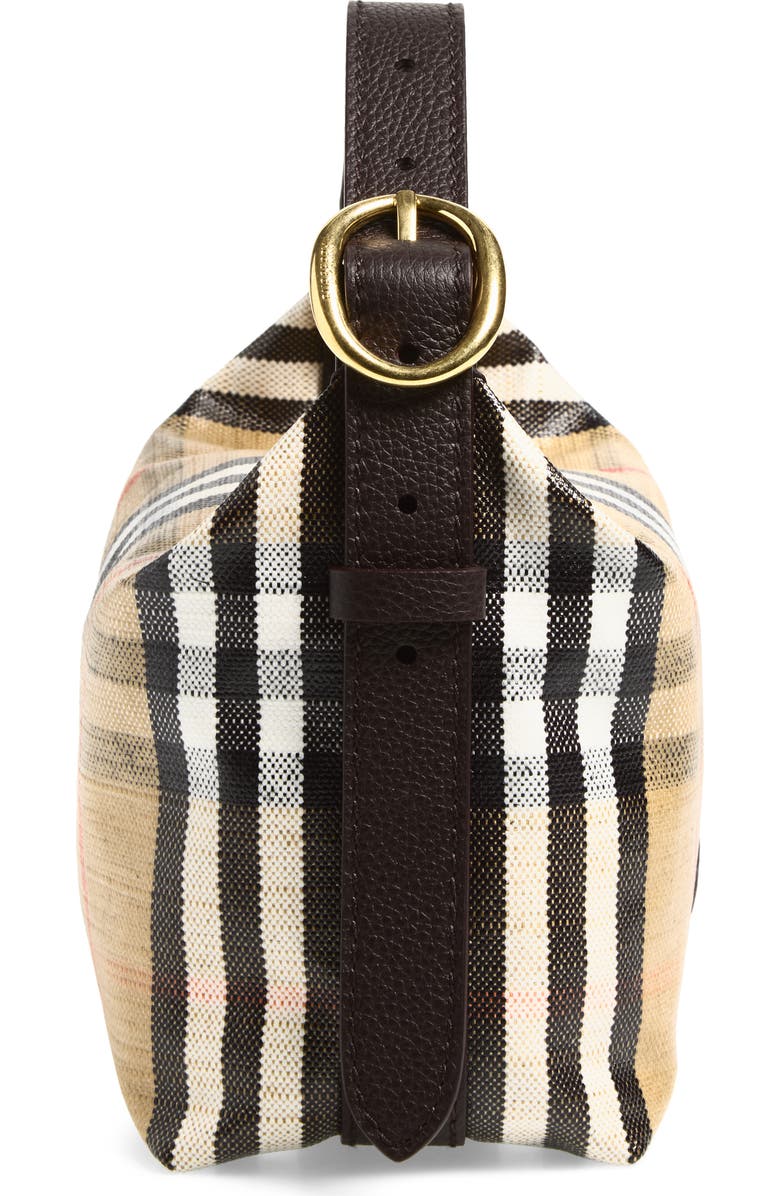 Burberry Highlands Check Coated Canvas Top Handle Bag, Alternate, color, Sand