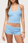 EDIKTED Nataly Button Ribbed Halter Top