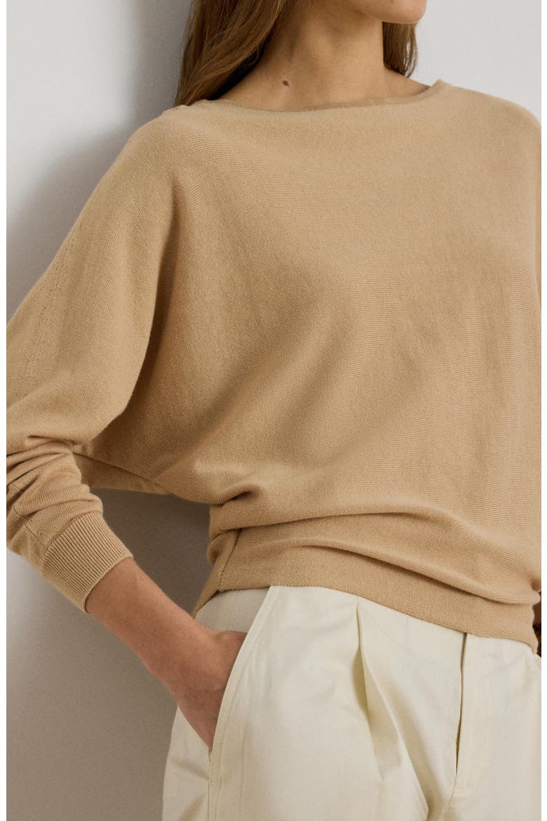 Boat Neck Cotton & Modal Sweater, Alternate, color, BROWN