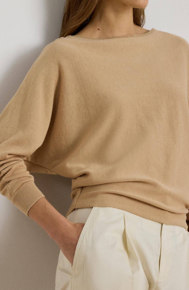 Lauren Ralph Lauren Boat Neck Cotton & Modal Sweater, Alternate, color, Brown