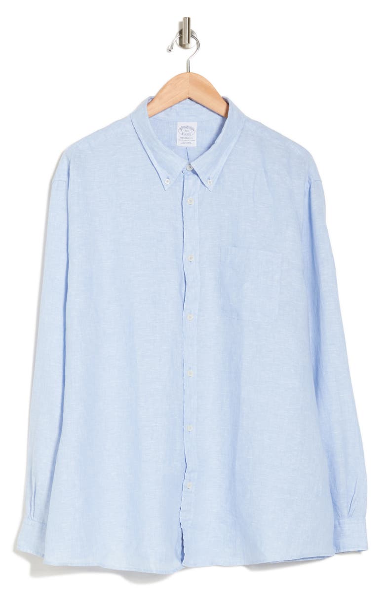 regent fitted dress shirt White & Blue Classic Fit Regent Track Stripe Dress Shirt – Thomas Pink main image 0