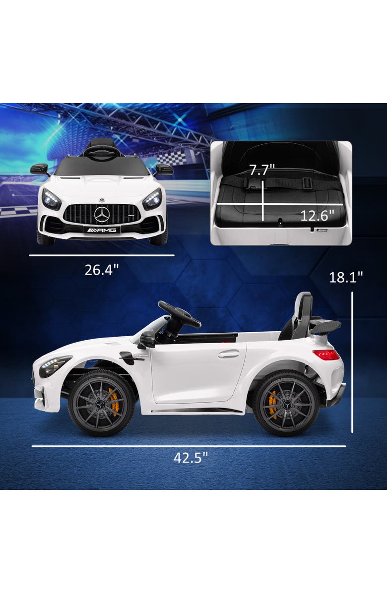 Qaba Mercedes-Benz AMG GTR 12V Kids Ride on Car with Remote Control, Alternate, color, White